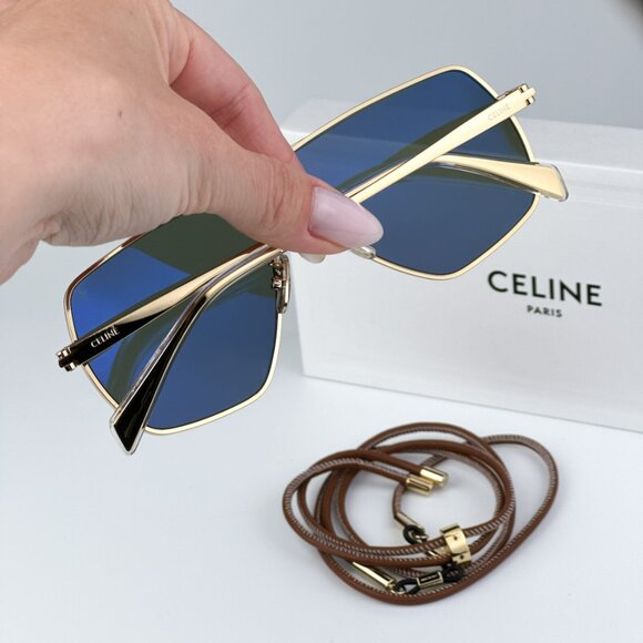 Celine CL40246U-Y 30N BRAND NEW Sunglasses Gold Green Aviator Unisex - Picture 3 of 15